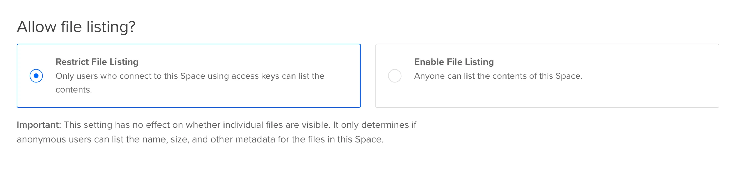 Setting Space Restrictions