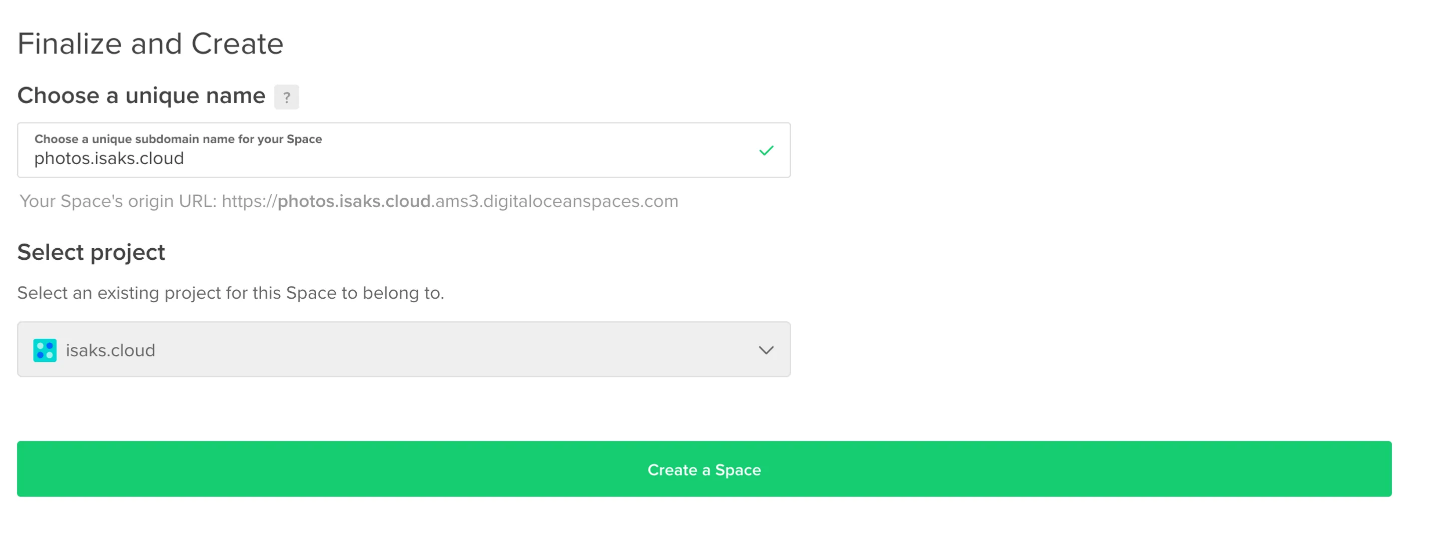 Setting a Space name